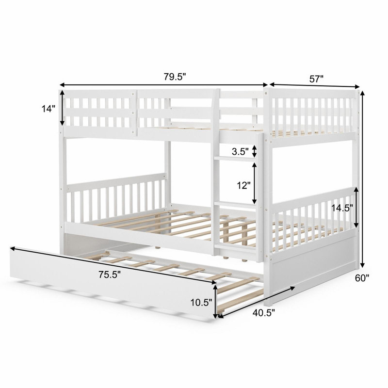 Kids Full Over Full Bunk Bed with Trundle