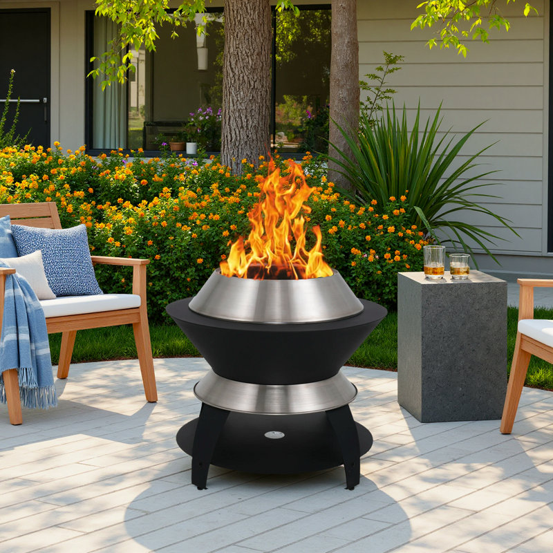 26 Inch  Wood Burning Smokeless Firepit, Smokeless Wood Fire Pit, Wood-Burning Grill, 27.2" H x 26" W x 26" D