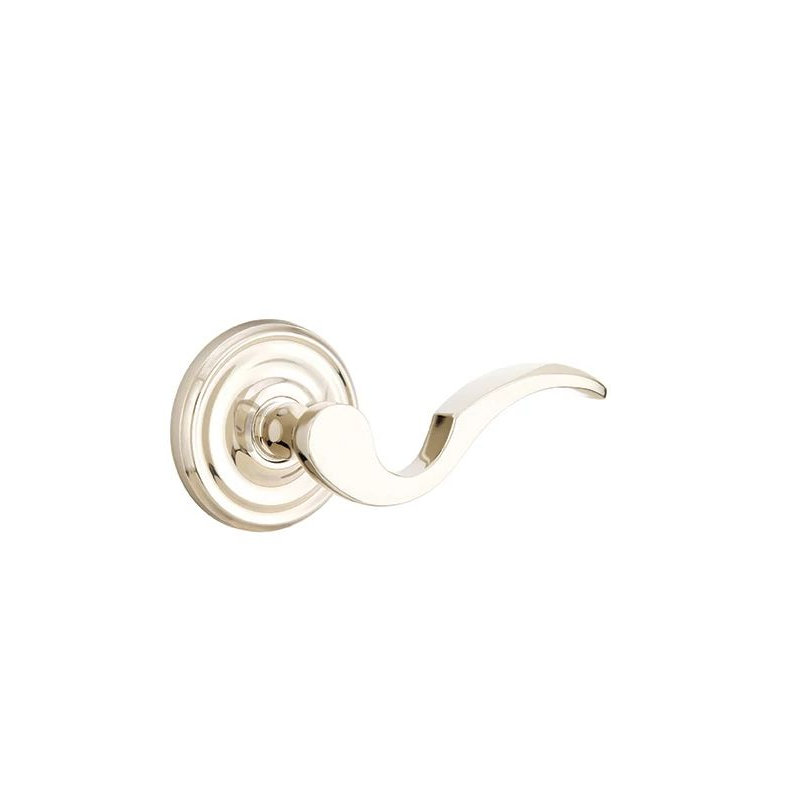 Emtek Passage Interior Mortise w/ Regular Rosette & Cortina Lever, Left, Polished Nickel
