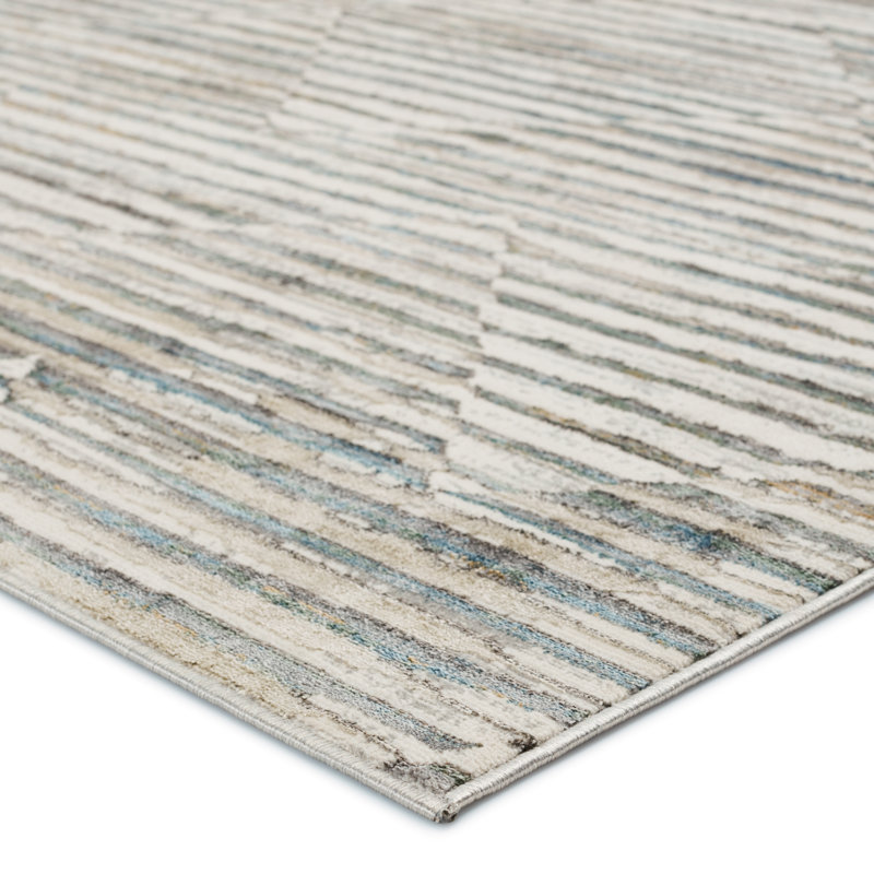 Tapis rayé gris / bleu clair Maranto, Tapis de couloir 2 pi 6 po x 10 pi