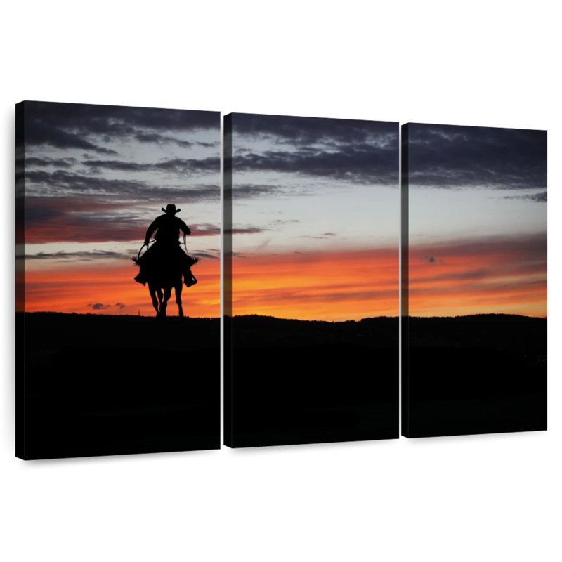 Lelar Cowboy At Dusk, 28" H x 45" W