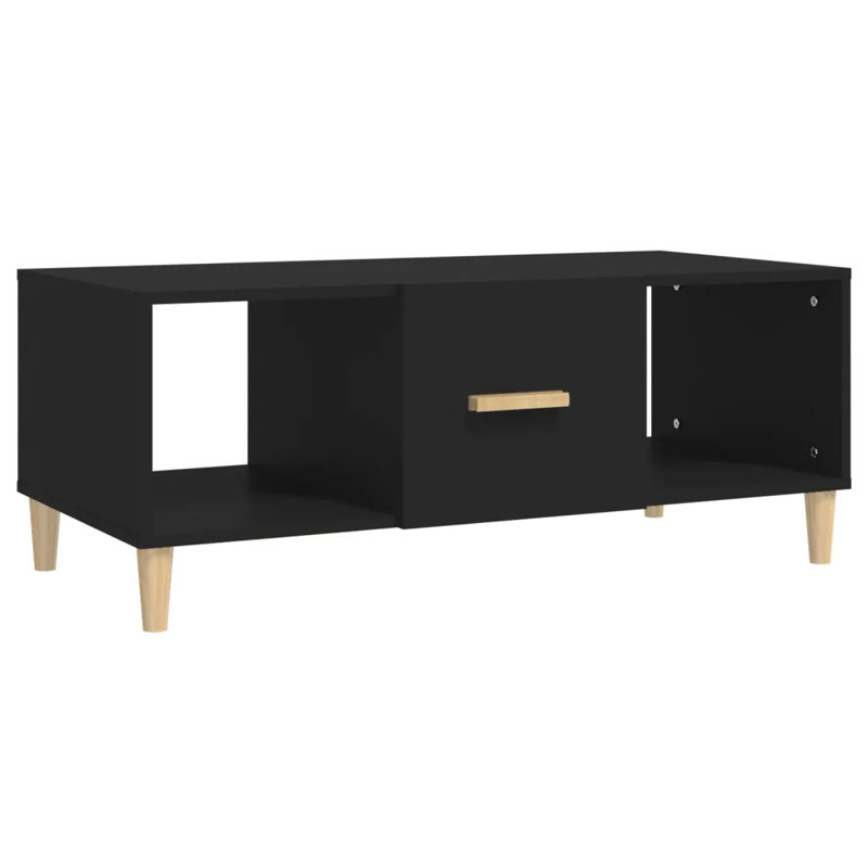 Four Leg Coffee Table with Storage, Black/Brown