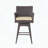 Modern Wicker Swivel Barstool – Multi-Brown with Tapered Legs & Beige Cushion, 1-Piece