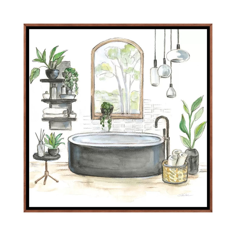 Baignoire noire I, H 26 po x l 26 po x P 1,5 po, Toile avec cadre en bois classique, Aucun mat