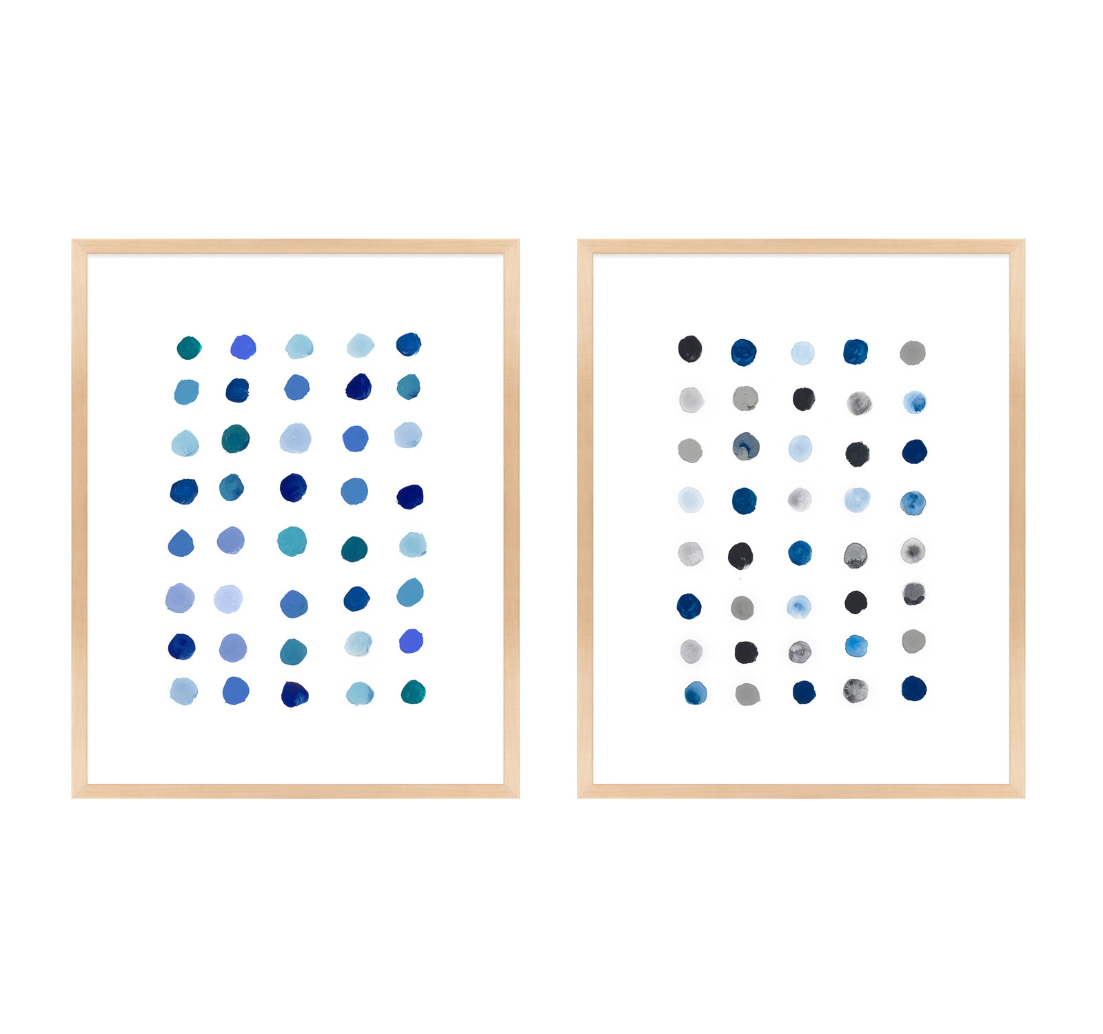 Blue Dot. Set Of 2 by Andrea Stokes, 20" H x 16" W x 1.25" D, Maple Wood