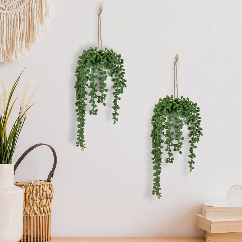 2 Piece Artificial Succulent in Pot Wall Décor Set, White