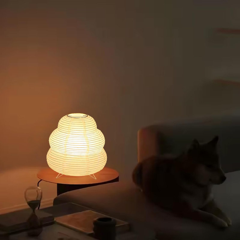 Petite lampe en papier, lampe de table lanterne japonaise, lampe de table en papier, lampe de chevet mignonne pour le bureau