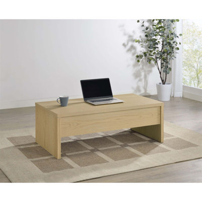 Table basse à plateau relevable Parker avec rangement caché et mécanisme escamotable lisse, parfait pour un décor de maison de campagne moderne