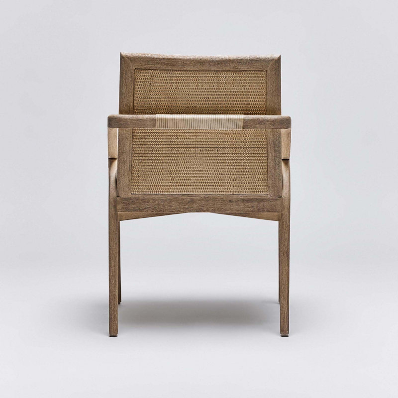 Delray Leather Arm Chair, White Ceruse