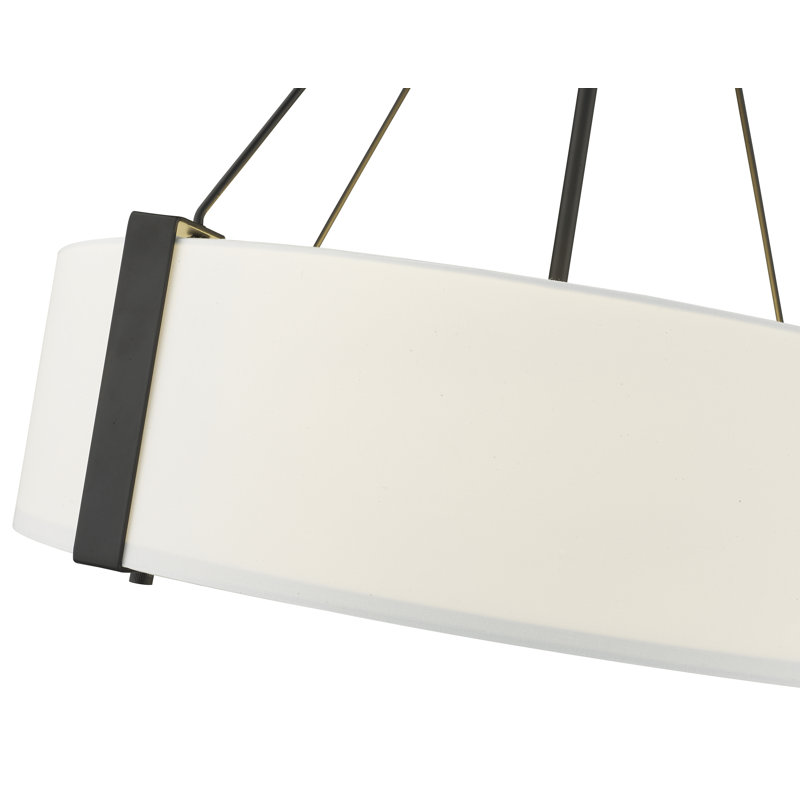 Millennium Lighting Telfar 3 Light Pendant Light with White Fabric Shade, Matte Black