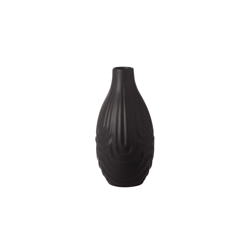 Vase rond en céramique noir mat