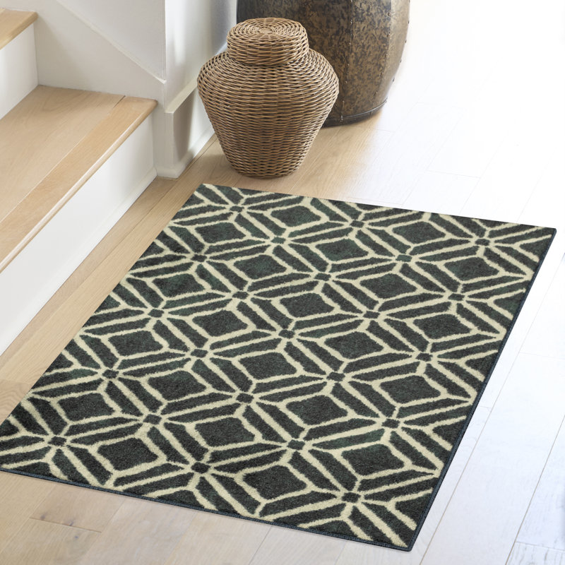 Modena Geo Washable Blue Accent Rug, Runner 2' x 6'