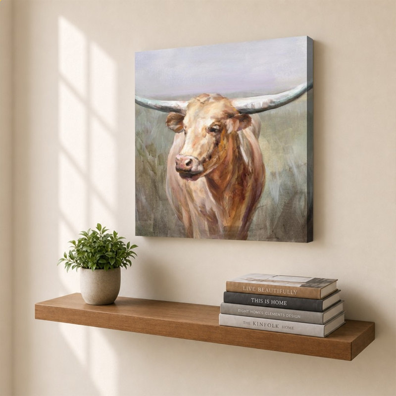 «Big Sky Longhorn» par Danhui Nai, impression sur toile, 36" H x 36" W, Does Not Apply