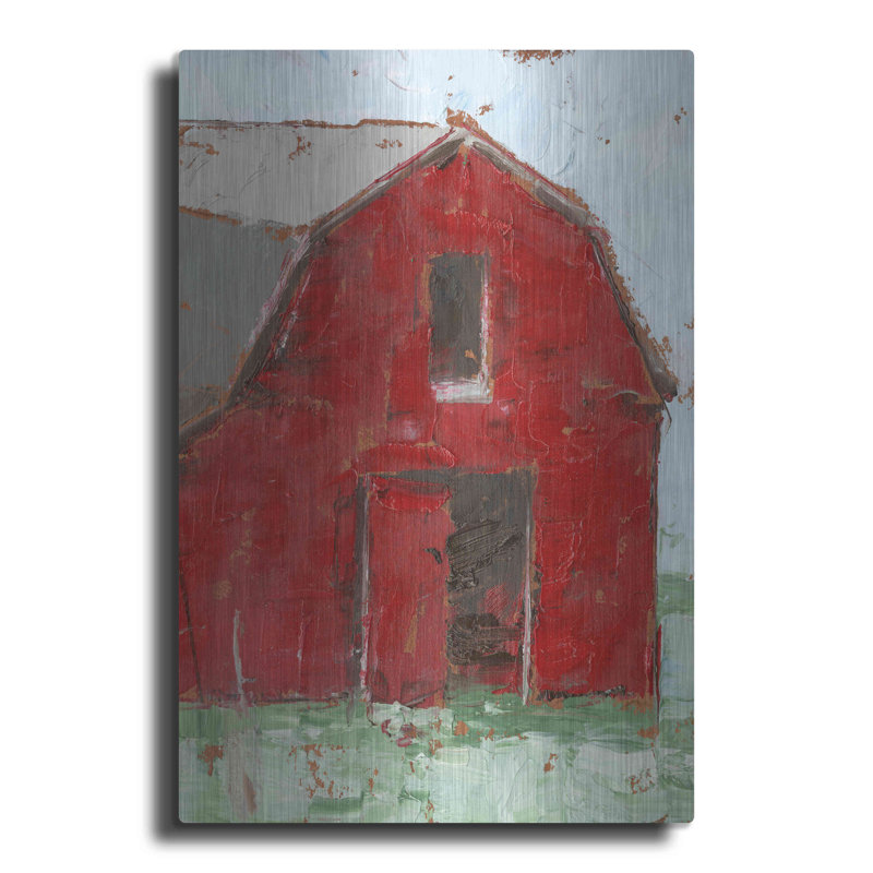 «Big Red Barn I» par Ethan Harper - reproduction d'art non encadrée, L 16 po x H 24 po