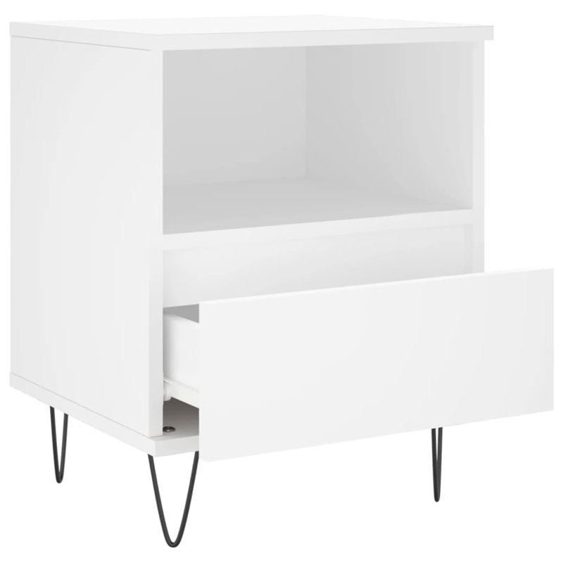 Ebenier 40cm W Manufactured Wood Bedside Table, White, Individual