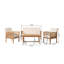 Ensemble de conversation 4 pièces en bois d'acacia brun avec conversation et coussins
