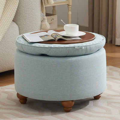24’’ Wide Upholstered Tufted Round Storage Ottoman