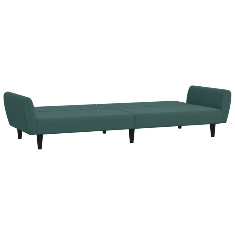 86.6'' Upholstered Convertible Sofa, Dark Green Velvet, Black