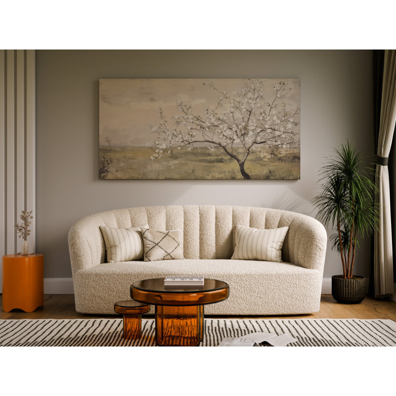 Arbre printanier en fleurs - Toile tendue prête à accrocher, H 28 po x l 56 po x P 1,5 po