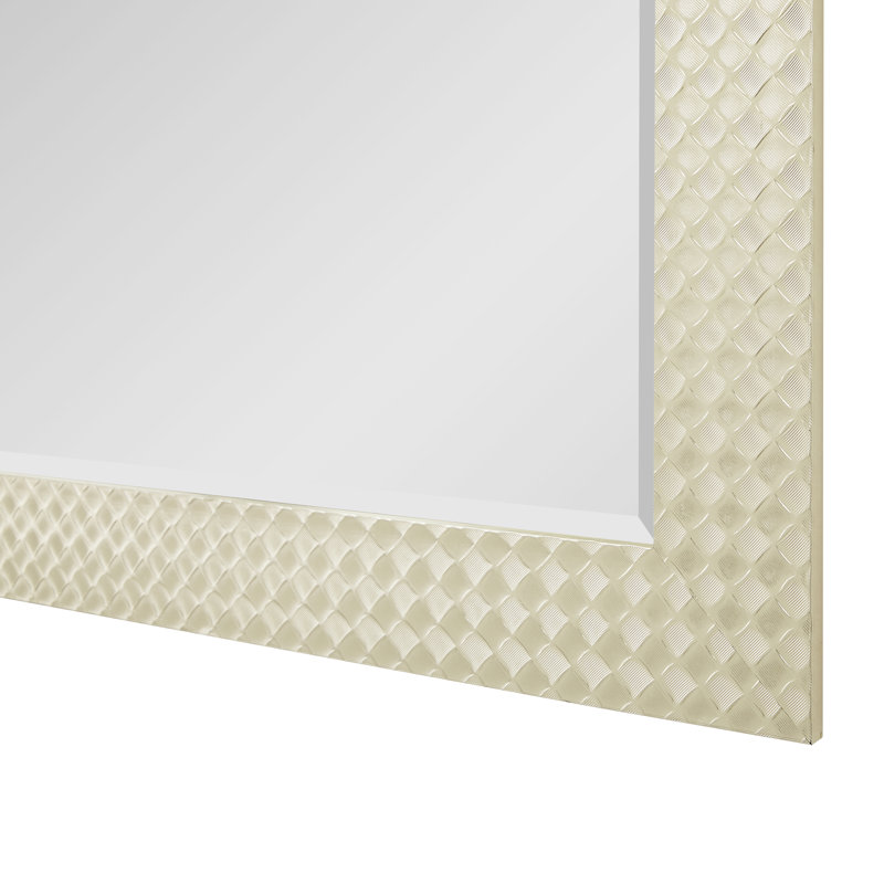 Miroir de plancher perlé, miroir mural pleine longueur pour vestiaire de chambre à coucher L 66 po x l 32 po, Or