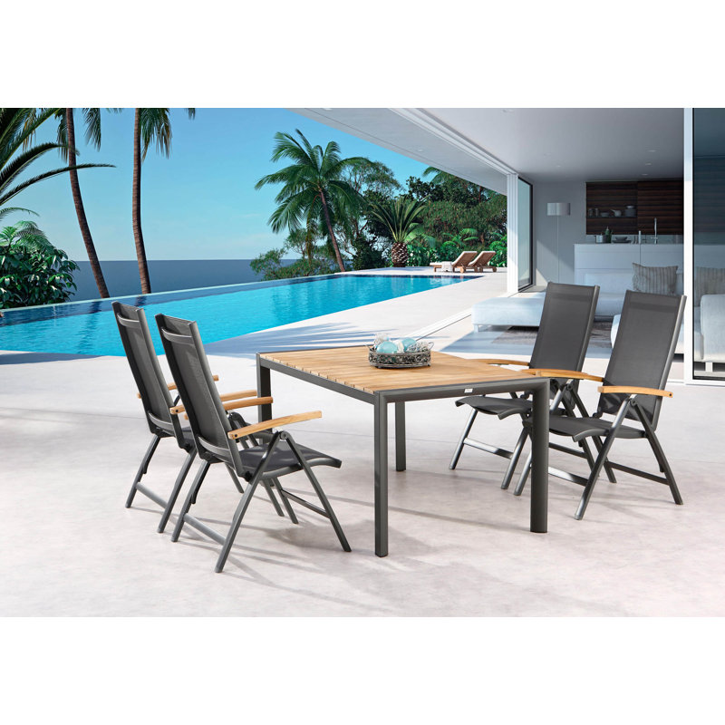 Foldable Outdoor Patio Dining Armchair, Anthracite