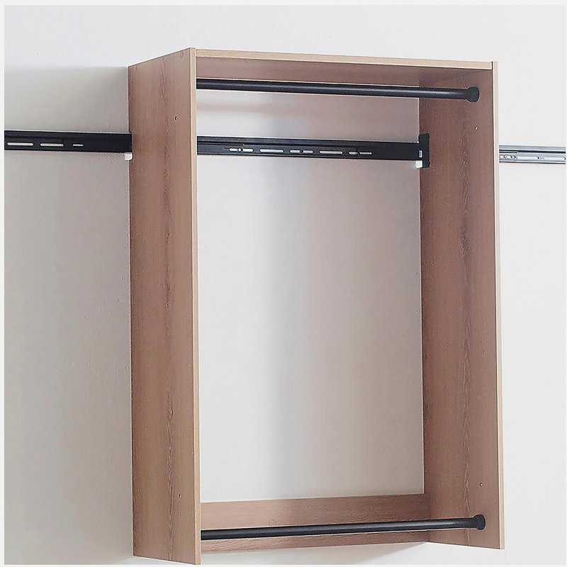 Devi Oak Wall Mounted Wood Closet System, Oak