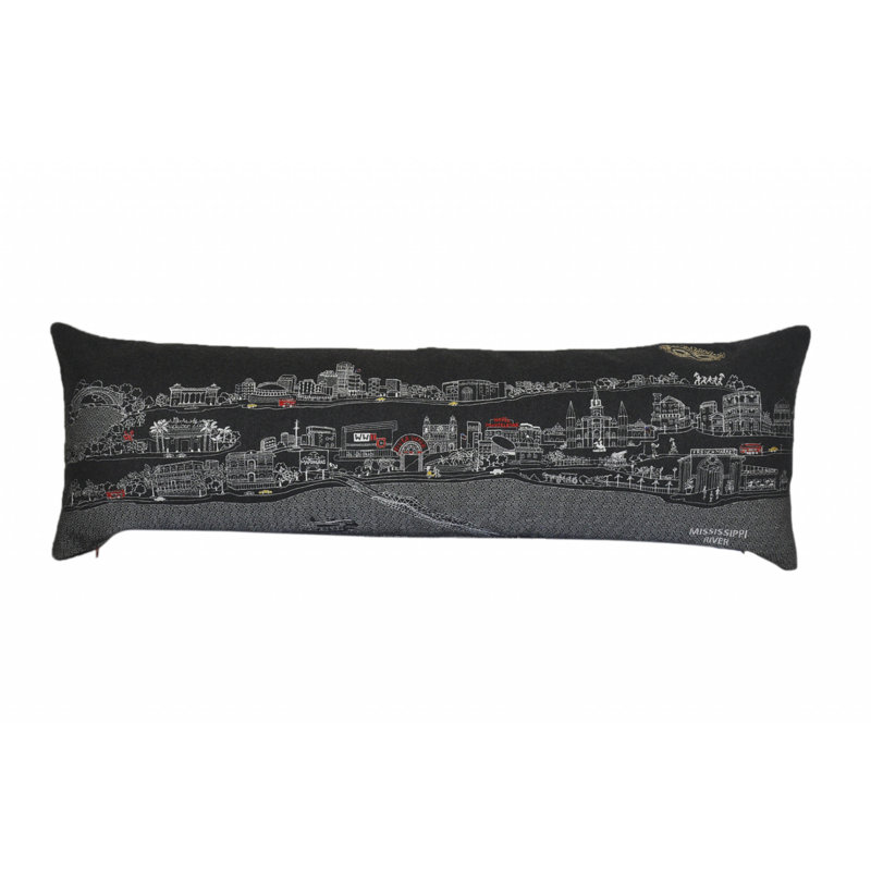 Housse de coussin en lin neutre, 14 po x 45 po, Noir, noir, noir, noir, Forme rectangulaire