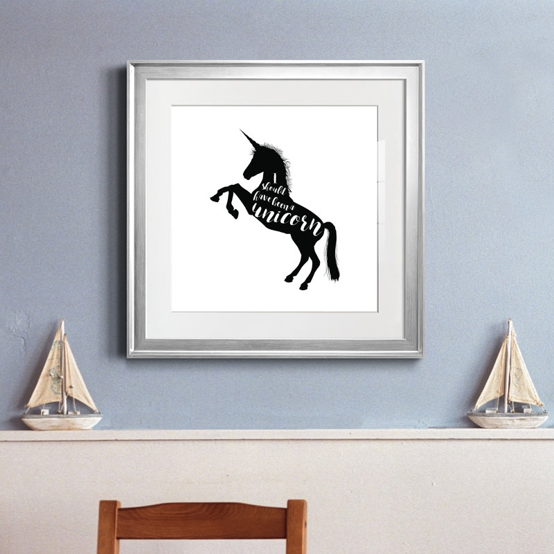 Devrait avoir été une licorne - cadre photo, impression d'art textuel, H 22,5 po x l 22,5 po x P 1,5 po, Cadre argenté