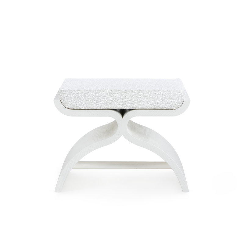 Carson Upholstered Utility Stool, Glazed Whisper White