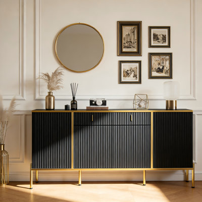 4-Door White Dresser, 60 Inch Wide Modern Glam Chest Of Drawers For Bedroom, Luxury Storage Cabinet