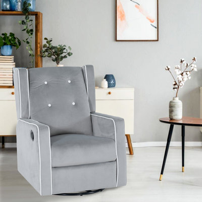 Rangler 29" Wide Upholstered Swivel Armchair, Comfy Accent Chair, Modern Swivel Rocker Chair