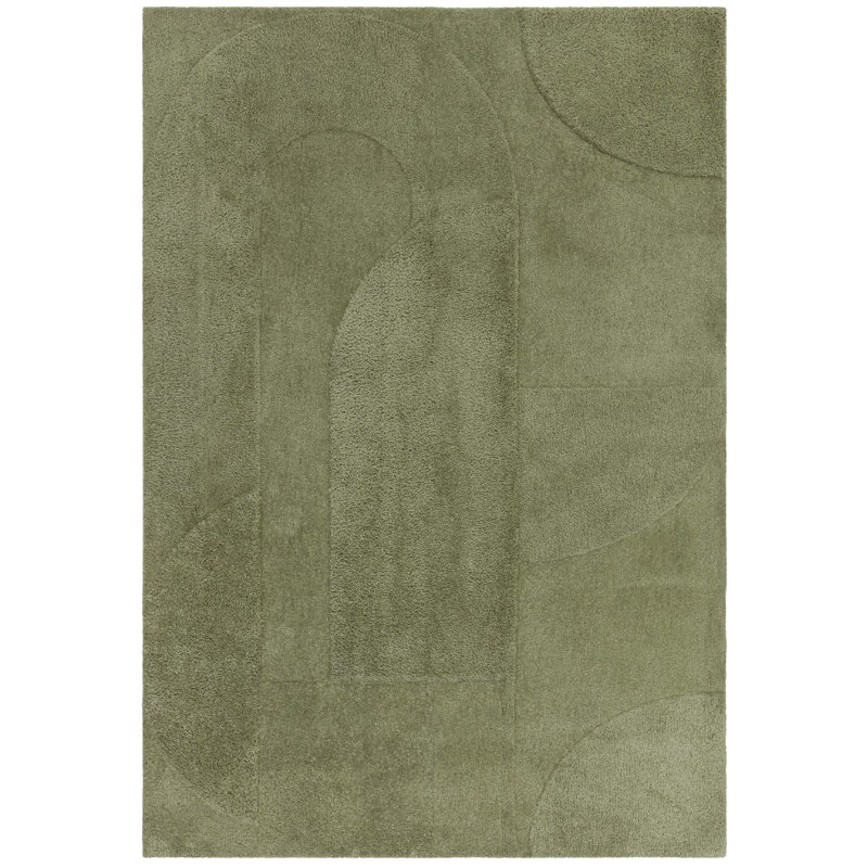 Defino Cozy Geometric Tufted Green Area Rug, Rectangle 160 x 230cm