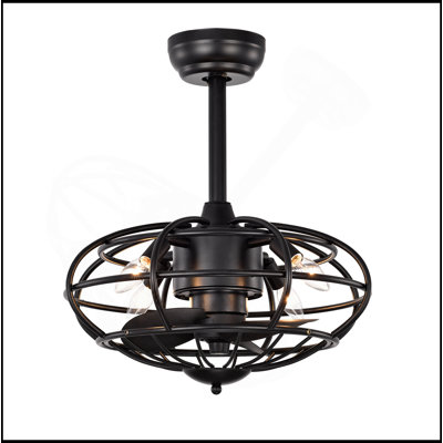 18.1" Caged Ceiling Fan With  Remote Control,Timer, 3 Speeds Indoor Ceiling Fan For Farmhouse, Bedroom Living Room(No Include Bulbs)