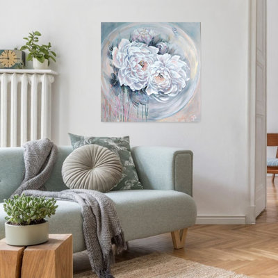 Rêve de pivoines, reproduction abstraite délicate de pivoines, art mural