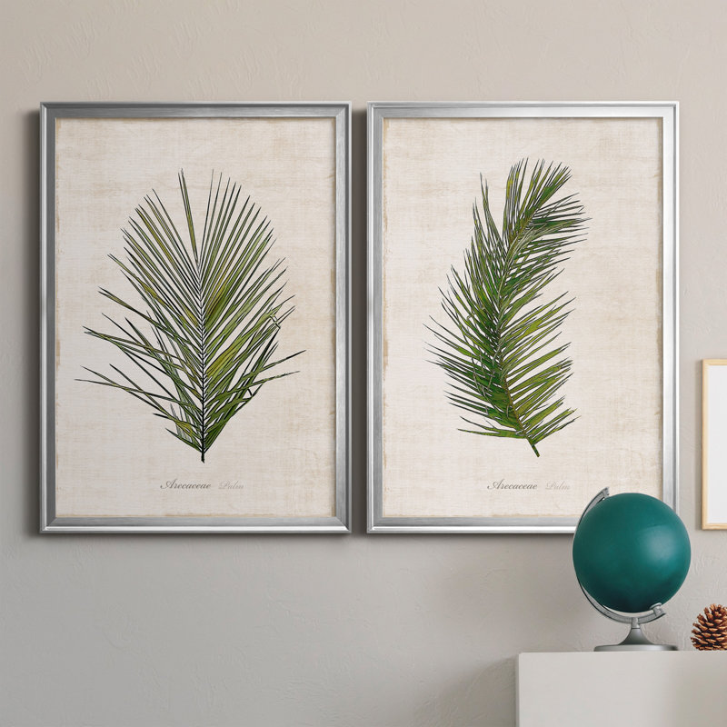Palm Botanical I - ensemble de 2 photographies sur toile, Toile encadrée, H 18,5 po x l 49 po, Argent argent