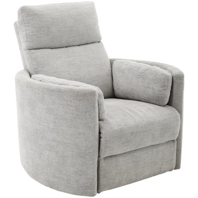 Bre Jelissa 40" W Polyester Upholstered Swivel Recliner with Integrated USB Port 