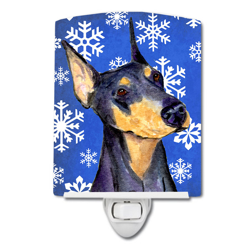 Éclairage pour nuit en céramique doberman winter