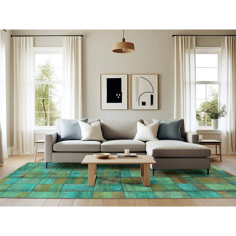 Seith Performance Checkered Indoor Rug, Rectangle 6' x 9'