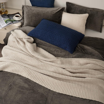 PHF Chenille Waffle Knit Blanket- Plush Warm & Cozy Ultra Soft Blanket- Chunky Fluffy Waffle Bedding for Home Decor