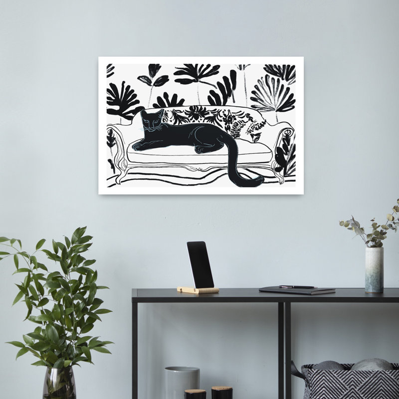 Contemporary Art Abstract Contemporary Cat Landscape Nature Wall Art by Beate Tubach - Wrapped Canvas Print
