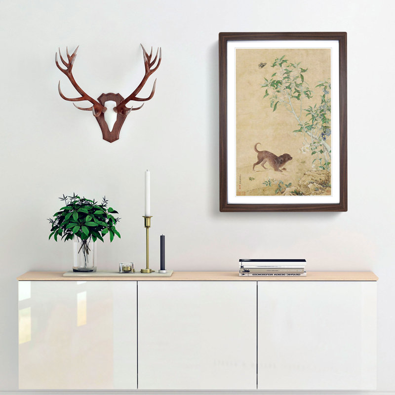 Puppy by Lang Shining - Picture Frame Painting Print, 65cm H x 48cm W x 2cm D, Walnut Framed