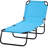 5 Patio Chair - Steel Frame, Folding, Sky Blue For Outdoor Sunbathing In Beach, Yard Chaise Lounge By 5-Level Recline, Sun Tanning Yard,