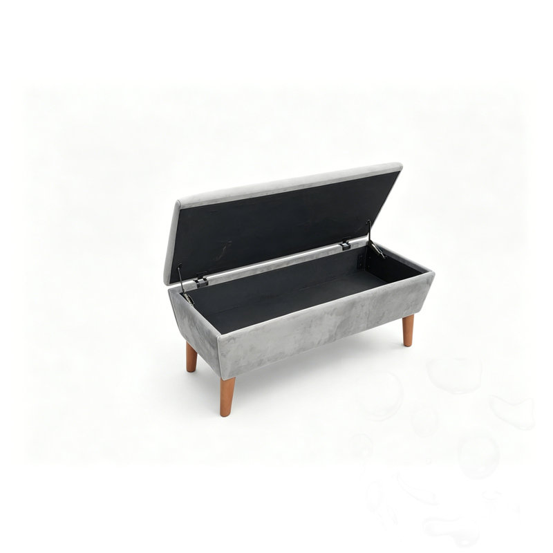 Banc rectangulaire rembourré avec pieds, Gris, Gris