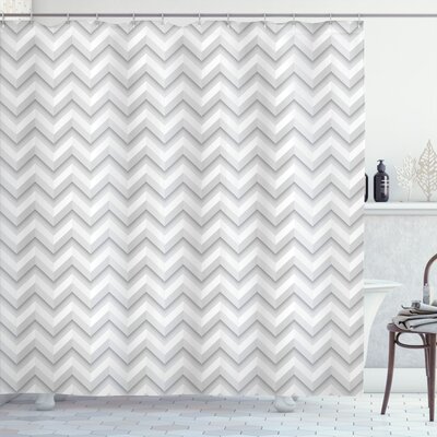 Zig Zag Chevron Motif Shower Curtain + Hooks -  Ambesonne, sc_23246_long