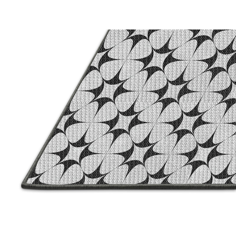 Tapis noir à motifs géométriques, Rectangle 5 pi x 7 pi