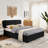 Queen Size Storage Upholstered Hydraulic Platform Bed with Integrated Headboard, Chenille Fabric, Black-1746608970