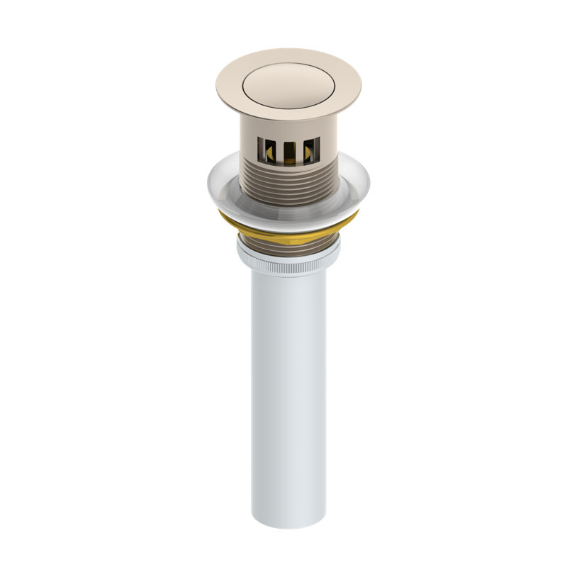 Robinet de salle de bain chêne monocorps à poignée simple avec bonde à poussoir, Nickel satiné
