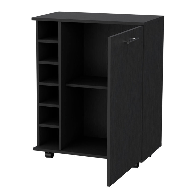 Wenge 6-Bottle Rack Bar Cart