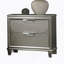 Contemporary Silver 1Pc Nightstand Acrylic Handles Embossed Panels English Dovetails 2-Drawers Bedside Table