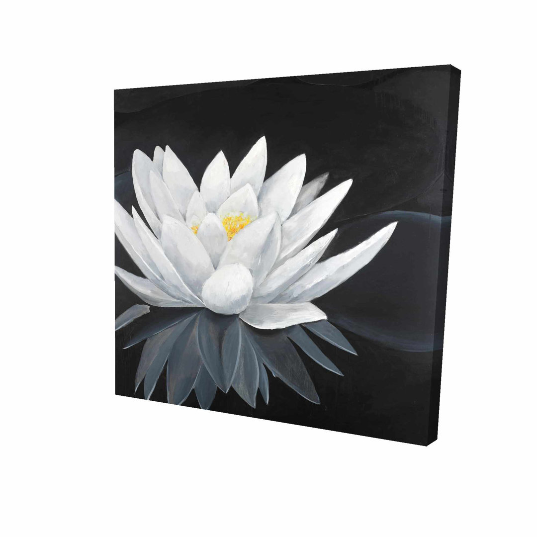 'Lotus Flower with Reflection' Oil Painting Print on Wrapped Canvas Dakota Fields